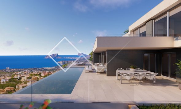 terrasse piscine - Villa de luxe à vendre à Benitachell - vue imprenable sur la mer