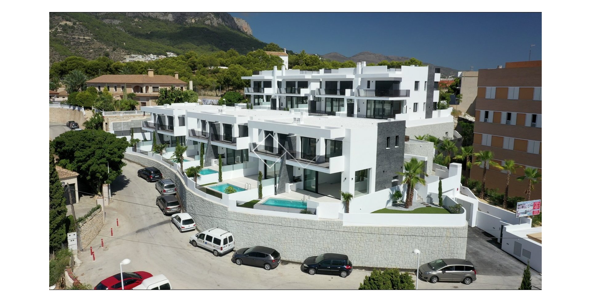 Doppelhaus - Villa mit Meerblick in Calpe, 650 m vom Strand entfernt