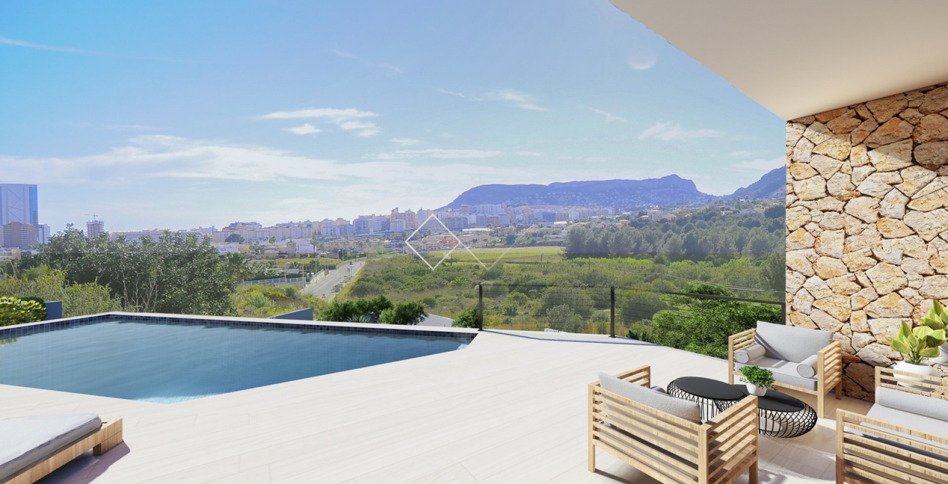zwembad en uitzicht op de bergen - Project voor design villa in Calpe, Casanova