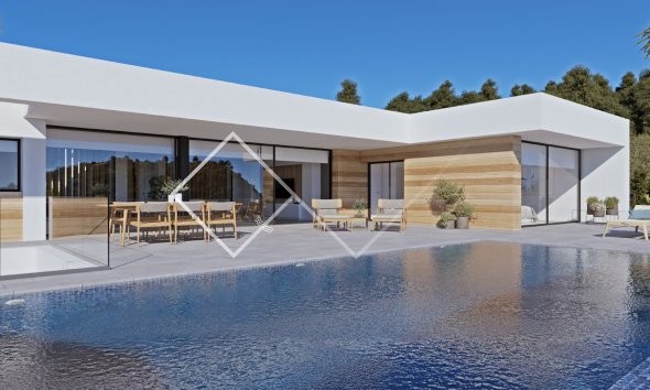 finition inspirée du bois - Attractive villa avec vue sur la mer à vendre à Benissa