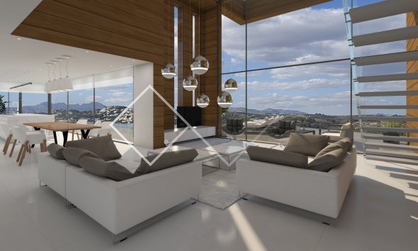 Lounge - Moderne Villa zu verkaufen in Moraira; fertig Ende 2022