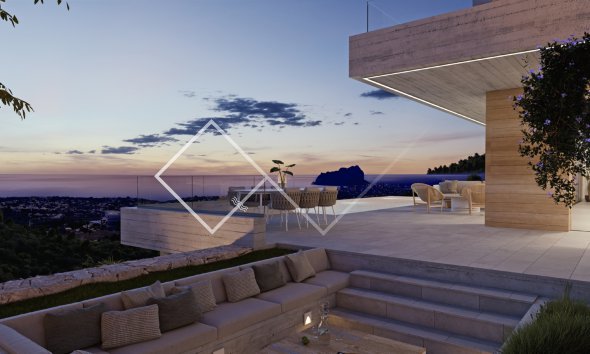 Sonnenuntergang auf der Terrasse - Spektakuläre moderne Villa zum Verkauf in Benissa mit Meerblick
