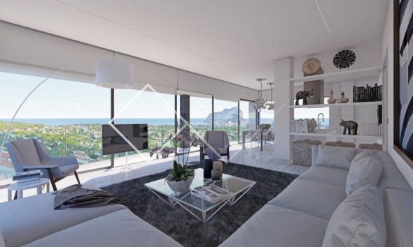 salon - Nouvelle villa de luxe avec vue sur la mer à Calpe